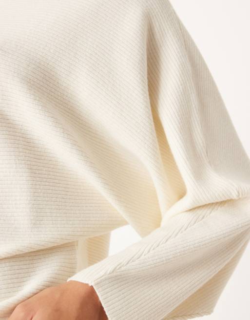 ASOS DESIGN knitted supersoft batwing jumper in ecru, 3 of 4