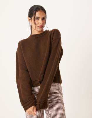 Asos Design Knitted Sweater In Brown