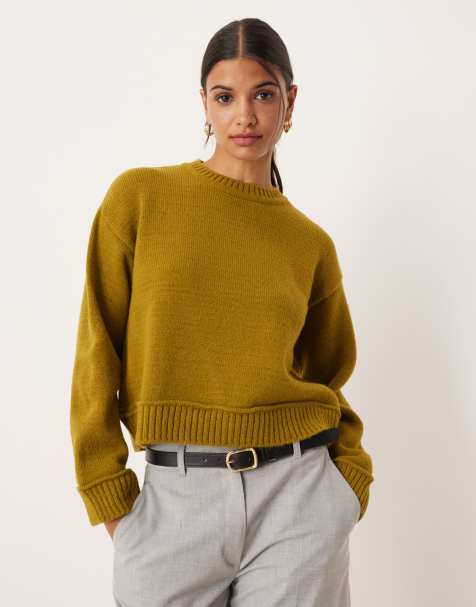 ASOS DESIGN knitted sweater in olive - view 1
