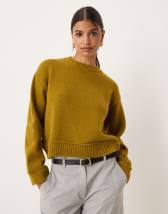 ASOS DESIGN knit relaxed collar henley sweater in oatmeal