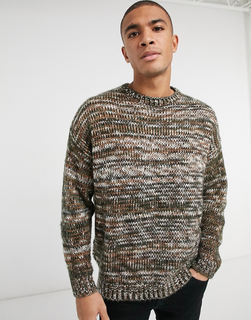 ASOS DESIGN knitted sweater in space dye yarn-Multi