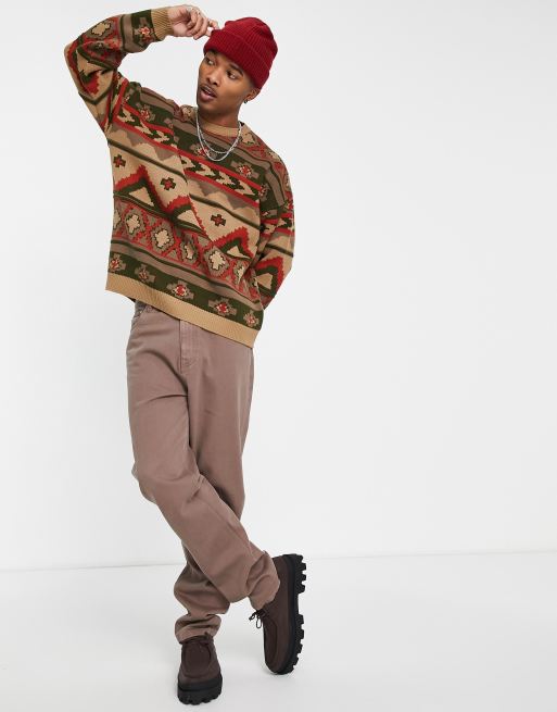 ASOS DESIGN knitted sweater with aztec pattern