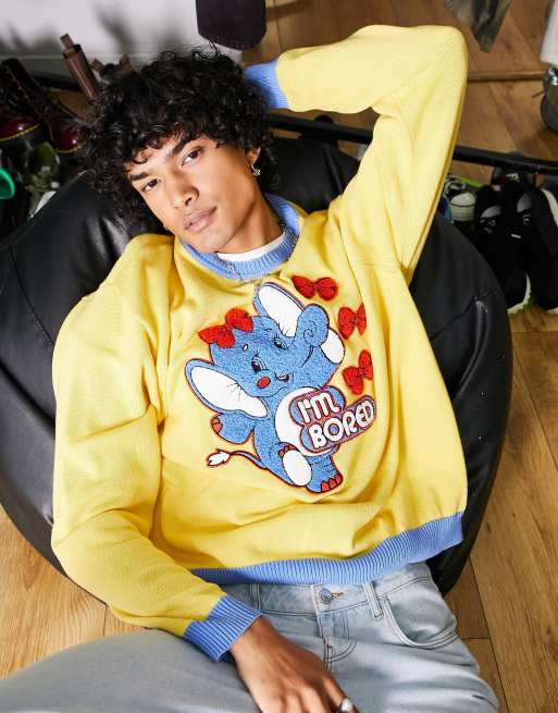 ASOS DESIGN knitted sweater with elephant applique design
