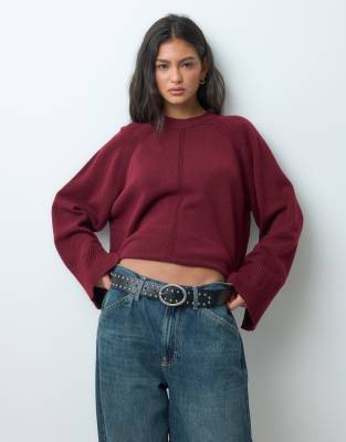 Asos Design Knitted Sweater With Raglan Detail In Red