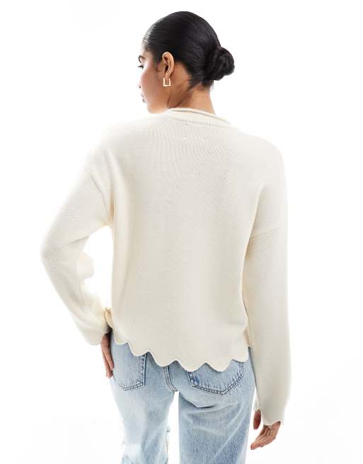 トップス Scallop Cut Knitted Pullover Mame Kurogouchi(マメ) Scallop Cut Knitted Pullover - YAMAROKU
