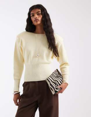 Asos Design Knitted Sweater With Shoulder Pad In Yellow
