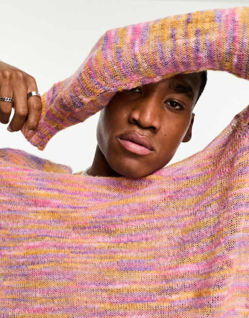 ASOS DESIGN knitted sweater with spacedye in pink