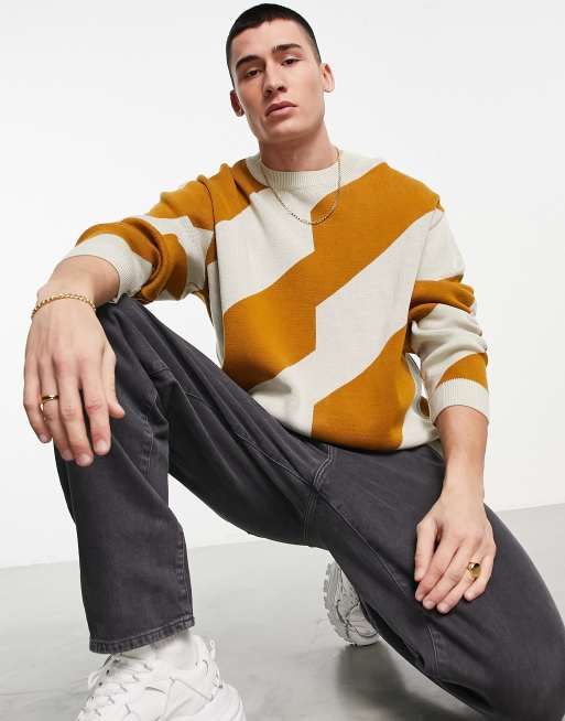 ASOS DESIGN knitted sweater with spliced stripe design | ASOS