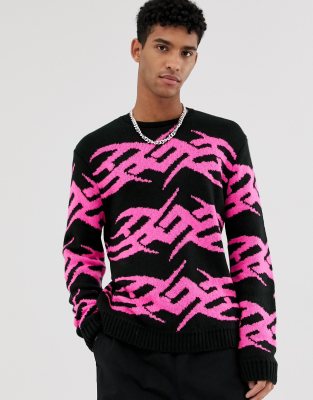 pink black sweater