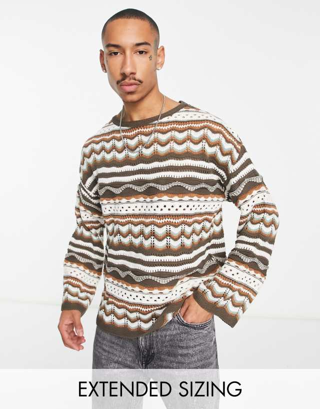 ASOS DESIGN knitted sweater with textured stripes