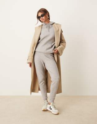 Asos Design Knitted Sweatpants With Paneling Detail In Gray - Part Of A Set