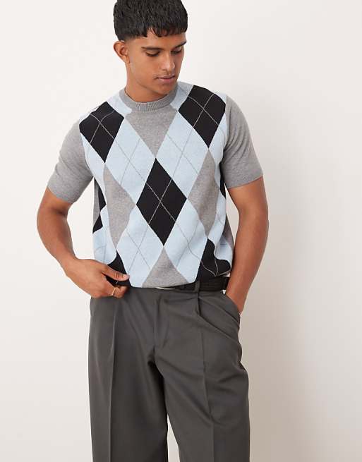 Argyle Fine Knit Set - Heather Blue Argyle Fine Knit Set - Heather Blue