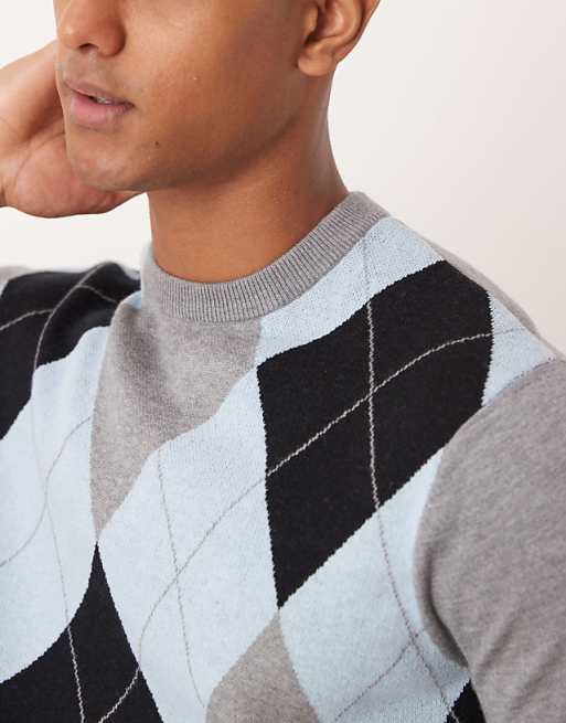 Argyle Fine Knit Set - Heather Blue Argyle Fine Knit Set - Heather Blue