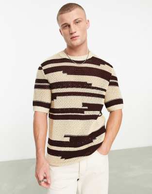 ASOS Relaxed T-shirt In Sequin Stripe for Men