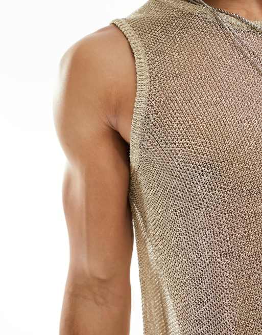 Onyx Mesh Tank Top With Stud Detail