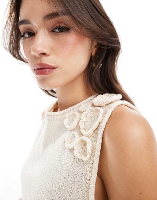 Crochet floral lace eyelash top & slinky skirt sets sales