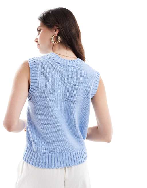 ASOS DESIGN knitted tank top with swan pattern in blue | ASOS