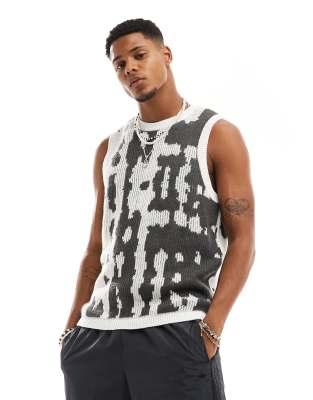 ASOS DESIGN knitted tank with pattern in black and white | ASOS