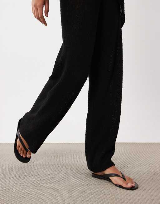 ASOS DESIGN knitted tape pants in black (part of a set), 4 of 5