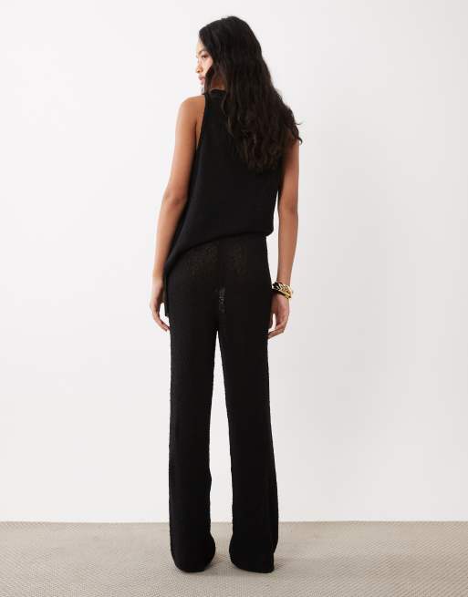 ASOS DESIGN knitted tape pants in black (part of a set), 5 of 5