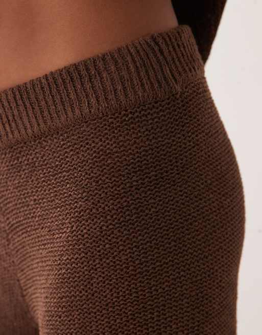 ASOS DESIGN knitted tape pants in mocha (Part of a set), 5 of 5