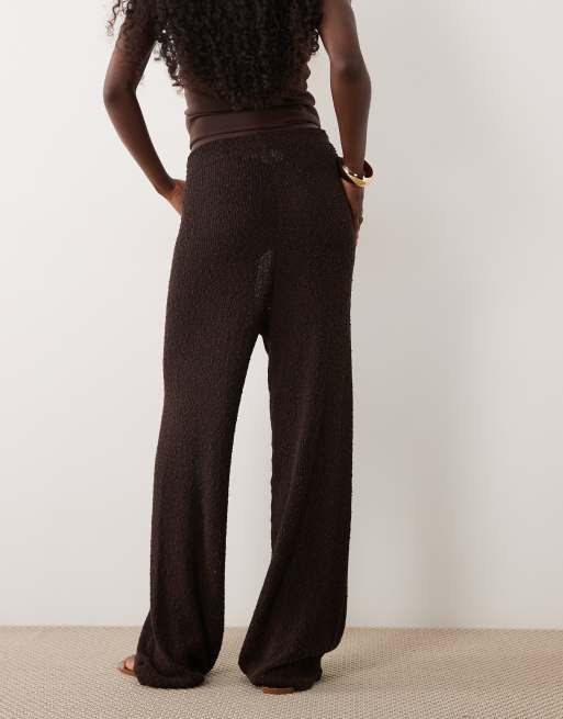 ASOS DESIGN knitted tape pants in mocha (Part of a set), 2 of 5