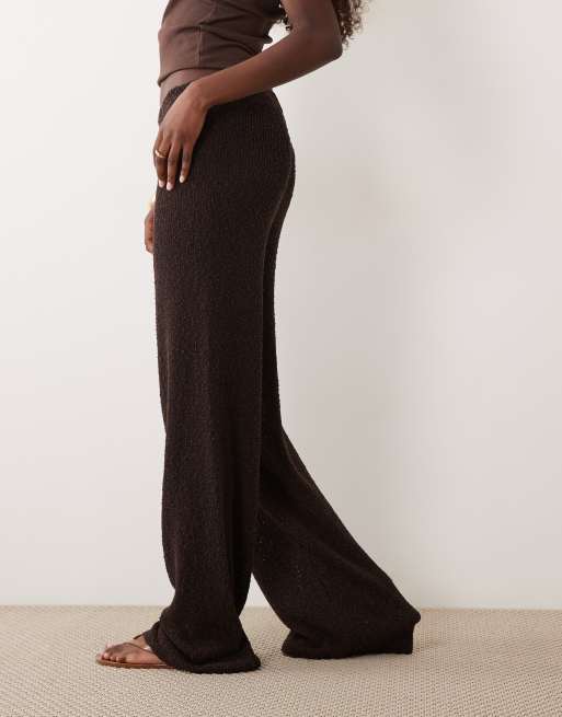 ASOS DESIGN knitted tape pants in mocha (Part of a set), 3 of 5