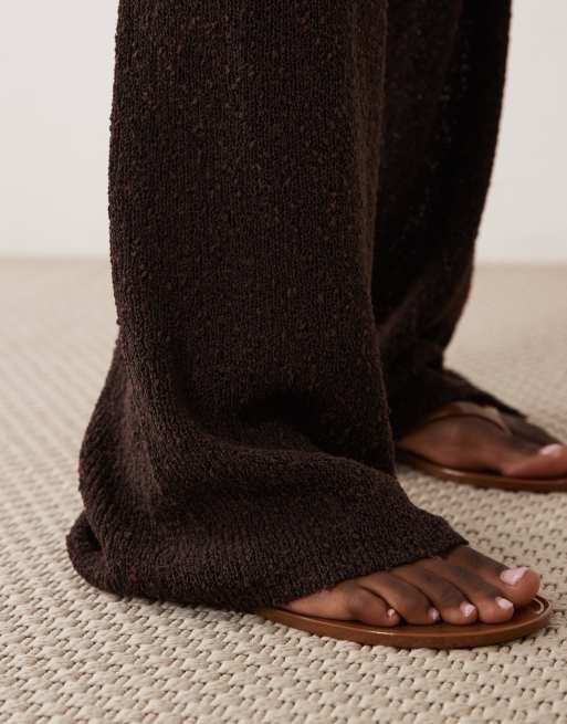 ASOS DESIGN knitted tape pants in mocha (Part of a set), 4 of 5
