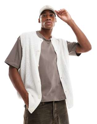 ASOS DESIGN ASOS DESIGN knitted texture sleeveless cardigan in ecru-Neutral