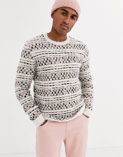 ASOS DESIGN knitted textured jumper with embroidery effect