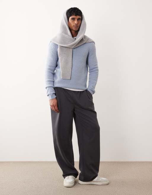 ASOS DESIGN knitted textured polo in blue, 2 of 5