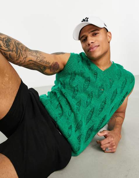 ASOS DESIGN knitted textured vest in green - view 1