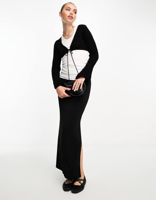 Black tie front outlet shrug