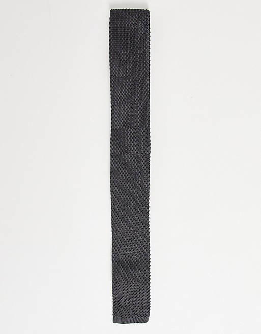 ASOS DESIGN knitted tie in charcoal