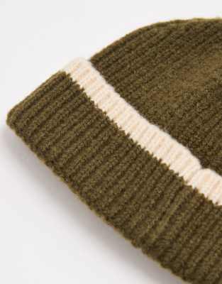Asos Design Knitted Tipped Beanie In Brown