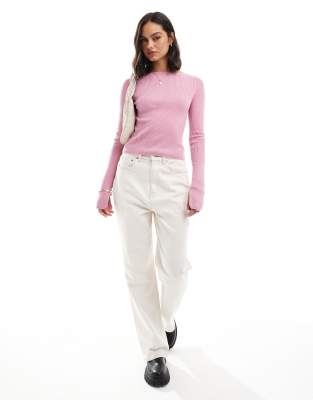 CerbeShops DESIGN knitted top with boat neck in pink