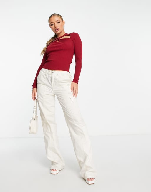 Red 2024 knot jeans