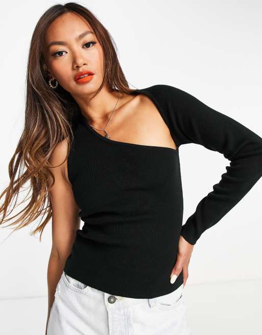 One shoulder hot sale black jumper