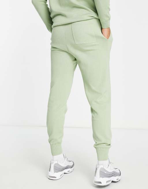 ASOS DESIGN knitted trackies in sage green (part of a set), 4 of 4