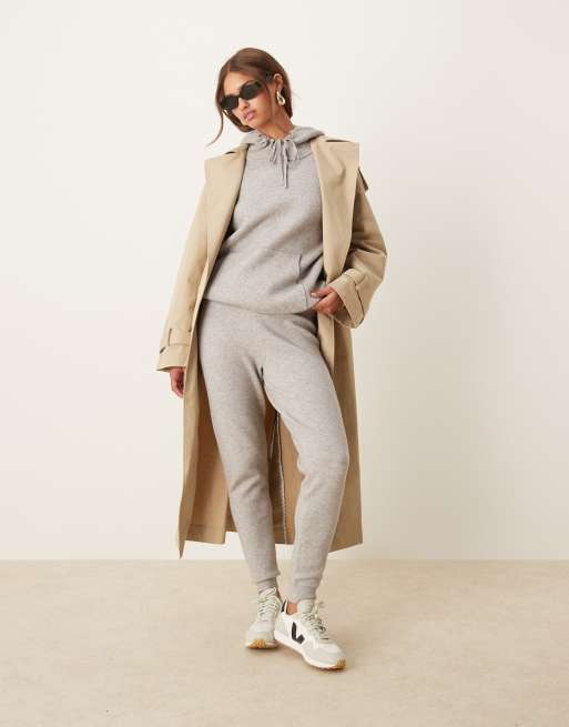 ASOS DESIGN knitted trackies with panelling detail in grey (part of a set)