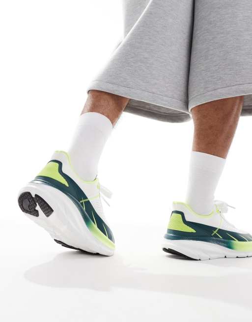 ASOS DESIGN knitted trainers in white with green panels, 3 of 5