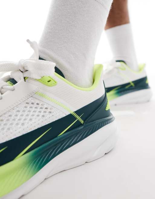 ASOS DESIGN knitted trainers in white with green panels, 4 of 5