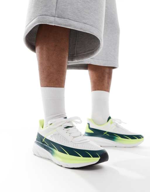 ASOS DESIGN knitted trainers in white with green panels, 5 of 5