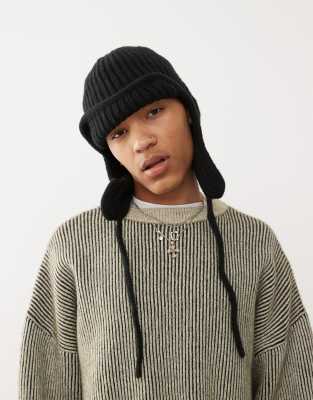 ASOS DESIGN ASOS DESIGN knitted trapper hat in black