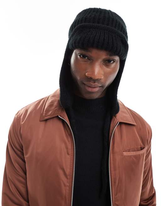ASOS DESIGN knitted trapper hat in black | ASOS