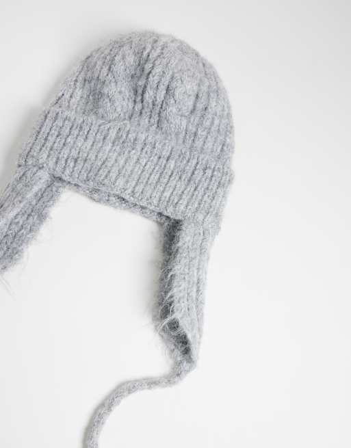 ASOS DESIGN knitted trapper hat in grey, 2 of 3