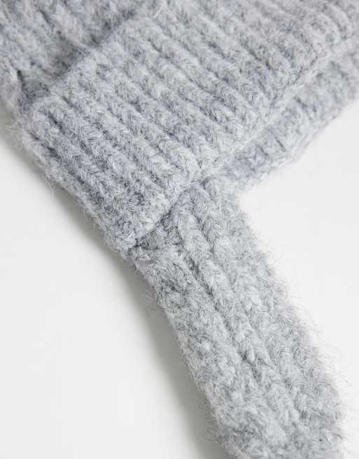 ASOS DESIGN knitted trapper hat in grey, 3 of 3