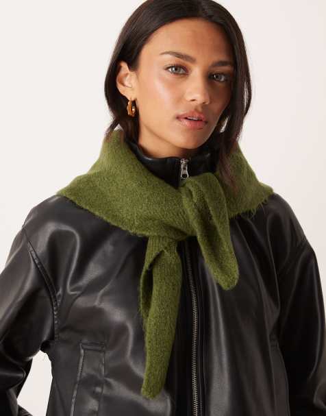 ASOS DESIGN knitted triangle scarf in forest green