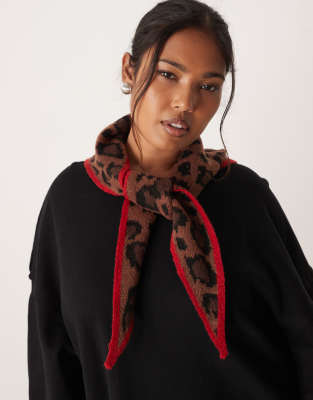 ASOS DESIGN ASOS DESIGN knitted triangle scarf in leopard print-Multi