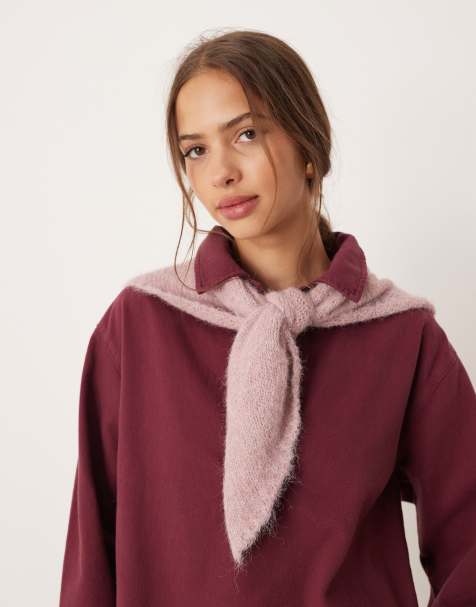 ASOS DESIGN knitted triangle scarf in pink - view 1